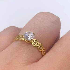 Pure gold 18k Size 8 Only Best seller 💞MONEY CATCHER RING WITh stone